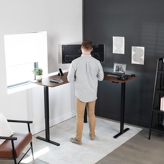VIVO Electric Corner 63 x 55 inch L-Shaped Standing Desk, Memory Height - Image 2