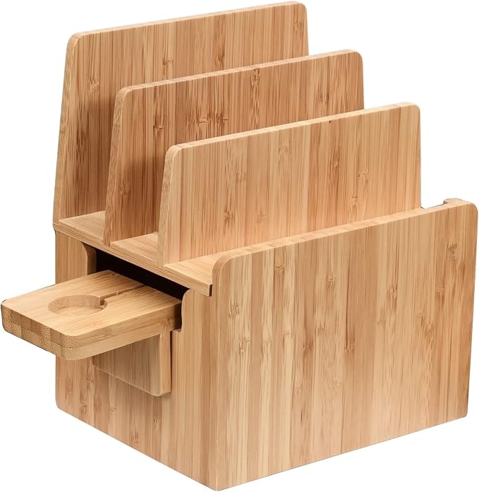 MobileVision Bamboo Charging Station & Compatible Apple Watch Adapter Combo by MobileVision