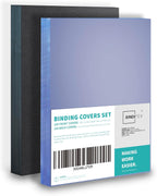 Binditek 200 Pack Binding Covers Set, 8.5x11 Inches, 8Mil PVC & 12Mil Poly | Binding Covers and Backs Set, Letter Size, 8 Mil Clear PVC Binding Cover, 12Mil Black Poly Cover, Square Corners, Unpunched