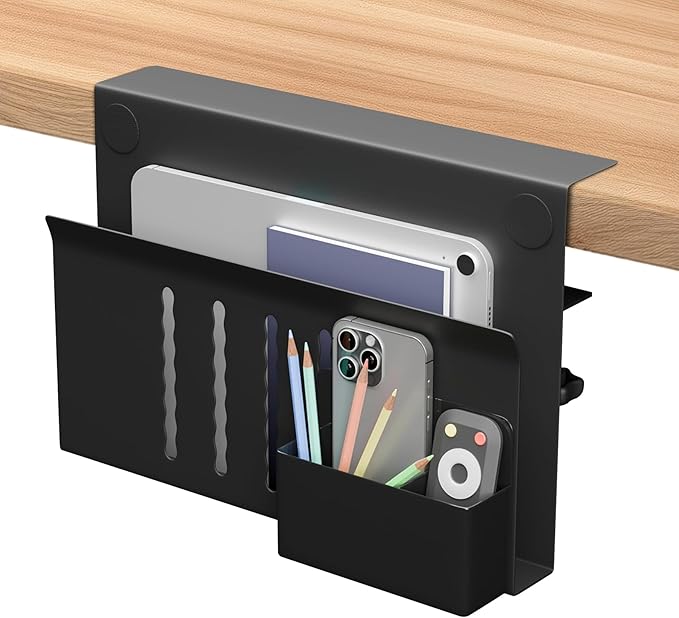 Henitol Desk Side Storage with Pen Holder, No Drill Hanging Desk Organizer by Henitol