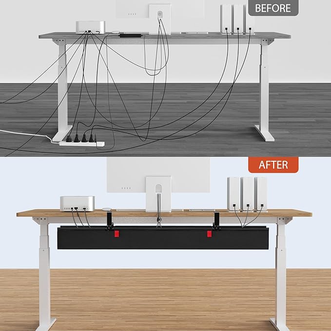 Univivi No Drill Under Desk Cable Management Tray, Clamp/Screw Mount Desk Cable - Image 7