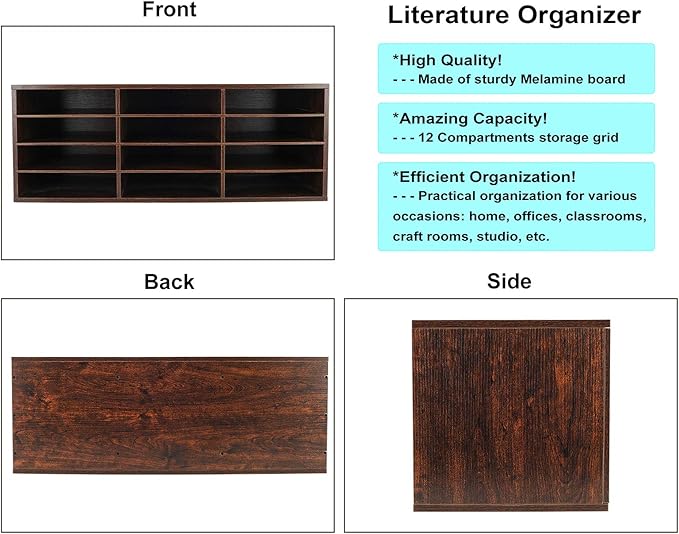 PAG Mail Sorter, Wood Countertop Literature Organizer, Student Mailbox - Image 6