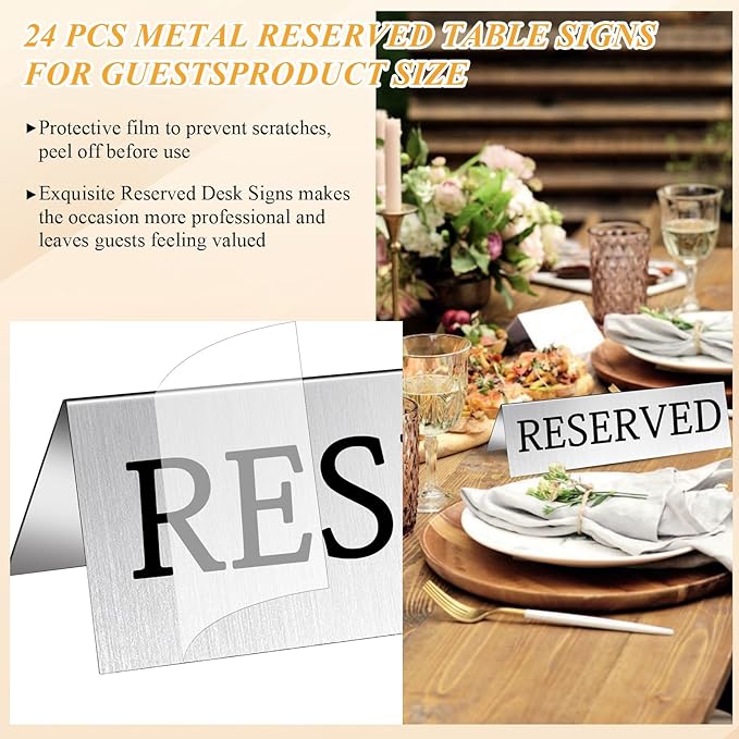 Aemygo 24 Pcs Metal Reserved Table Signs, Double Sided Tent Guest Reservation - Image 5