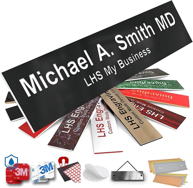 Engraved Custom Door Plate Black Plastic Office Door Sign by LHS+My+Business