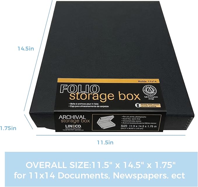 Lineco Folio Storage Box, Clamshell Design, 9.5x12.5x1.75 Inches, Archival - Image 2