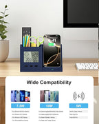 3-in-1 Wireless Charger with Pen Holder, Desk Clocks with Temperature and - Image 6