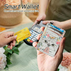 BWEGRHE Small Travel Wallets, Cat Flowers Slim Minimalist Front Pocket Wallet - Image 4