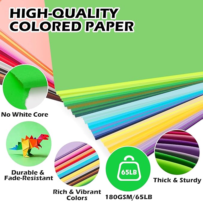 80 Sheets 8.5" X 11" Colored Cardstock, 80 Assorted Colors 180 GSM/65 LB - Image 4