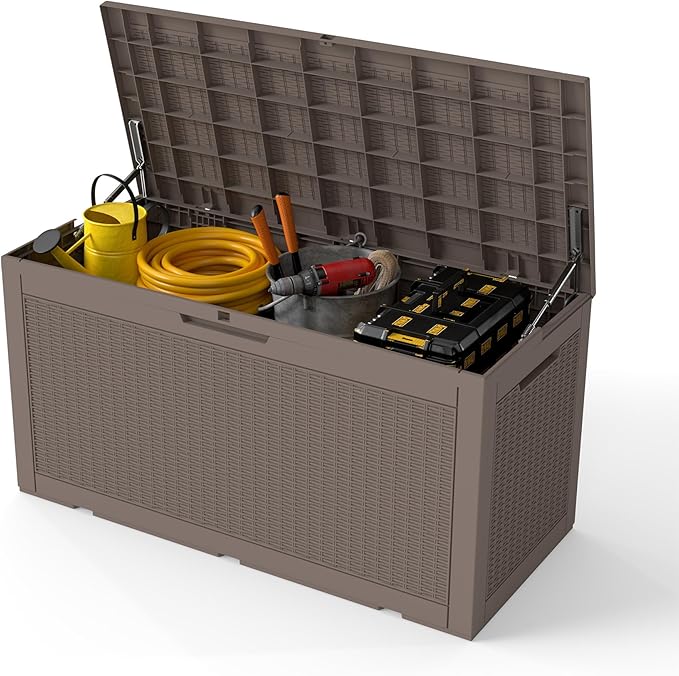 Yardgrace 100 Gallon Outdoor Storage Box Waterproof, Resin Deck Boxes by Unknown