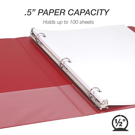 Samsill 0.5 Inch 3 Ring Binders, Made in USA, Economy Round Ring, 100 Sheet - Image 3