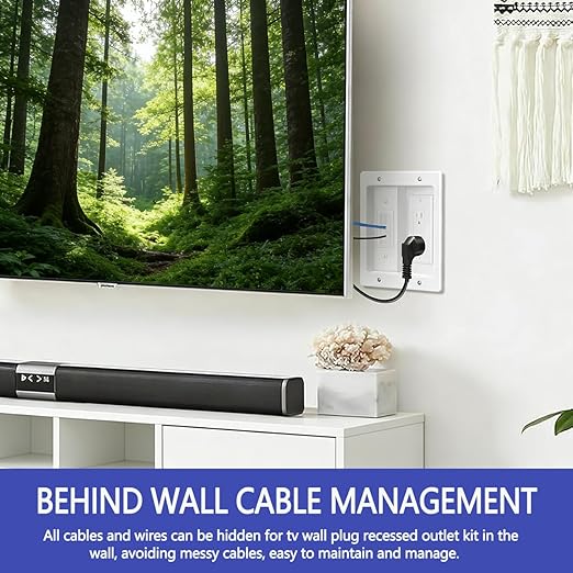 Wall Cable Concealer Management Kit, Recessed Outlet Behind TV - Image 7