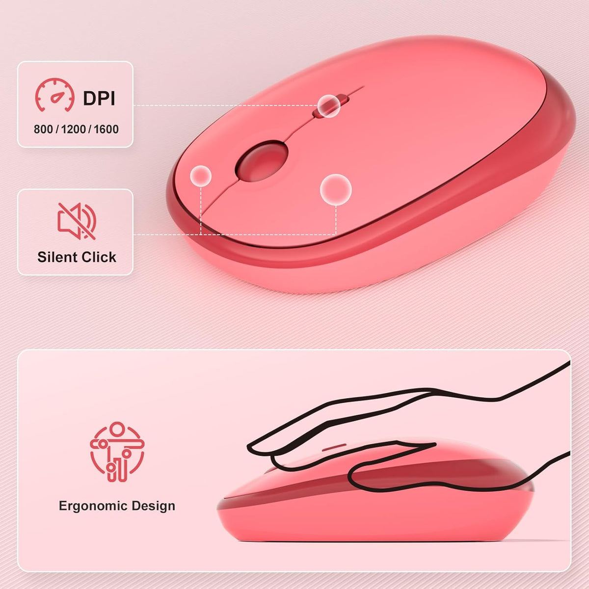 MOFII Wireless Keyboard and Mouse Combo, Cute Keyboard Full Size and Wireless...