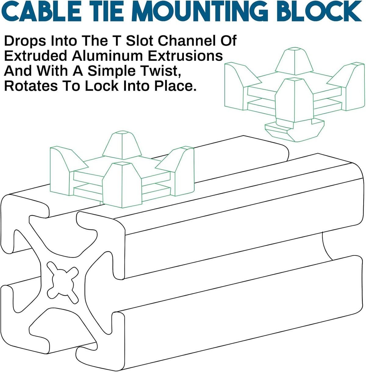 50 Set Zip Tie Block Mounts Compatible with 12316 80/20 10/15/40