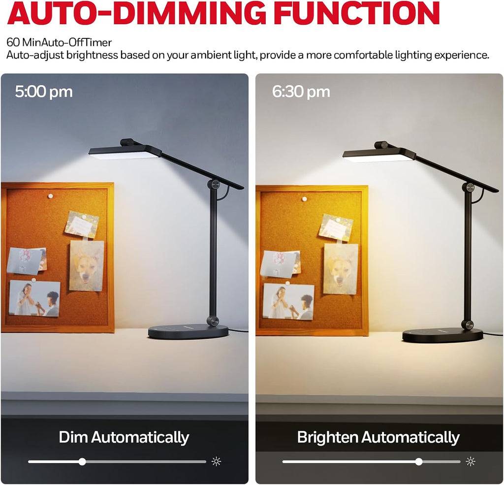 honeywell hwt-h4 led desk lamp, eye-caring, dimmable, auto showing dimensions