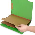 Blue Summit Supplies 10 Classification Folders, 2 Divider, Green | Heavy-duty, 2 in expansion, 2 prong fasteners, 2 dividers, 6 sections, for medical, legal, and personnel files