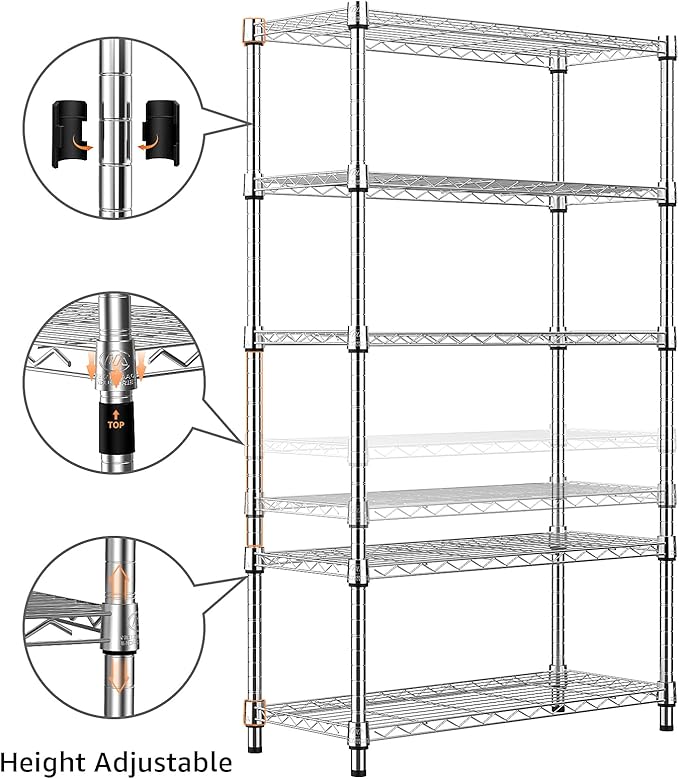 M MZG 1250 lbs Steel Heavy Duty 5-Tier Utility Shelving Unit Steel Organizer - Image 5