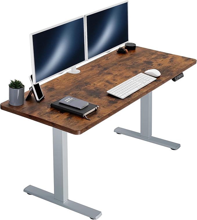 VIVO Electric 60 x 24 in Rustic Standing Desk, Memory Height Adjustment by VIVO