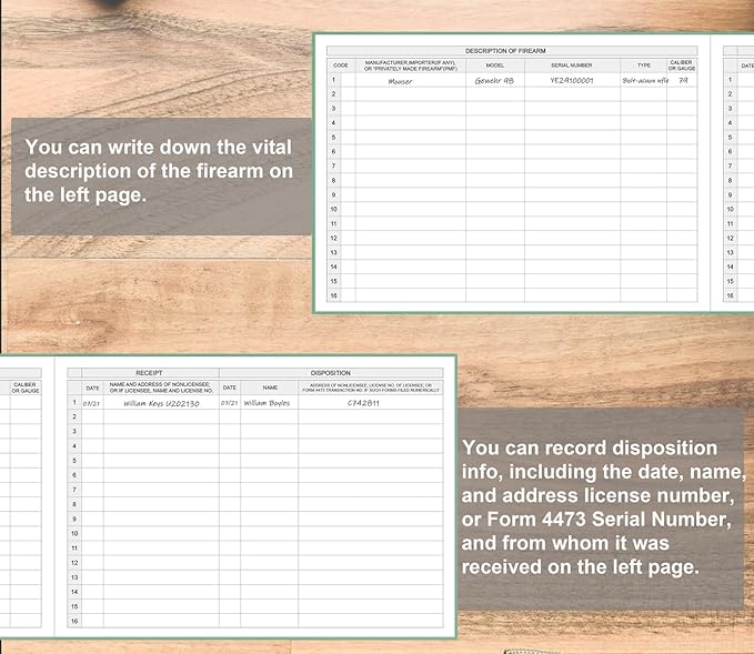 Firearms Acquisition and Disposition Record Book – Firearm Log Book, A&D Gun - Image 4