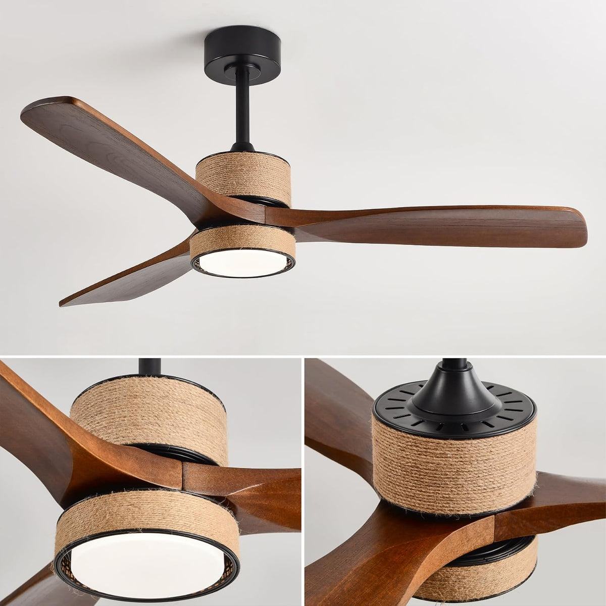52 inch boho downrod ceiling fan with light, main product view