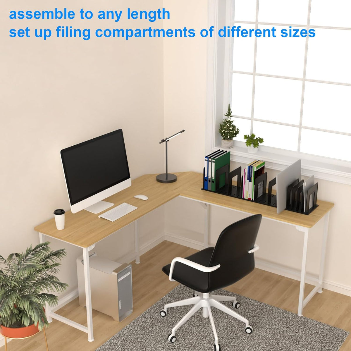 Adjustable Vertical File Sorter Sturdy Plastic Expandable Upright File Holder...