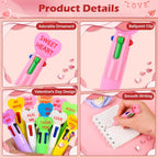 LiYiQ 25 Pcs Valentine's Day Conversation Multicolor Pen in One Cartoon Cute Fun 4-in-1 Pens Bulk Kawaii Be Mine Kiss Me Love Conversation Lovely Ballpoint Pens for Fun Gifts