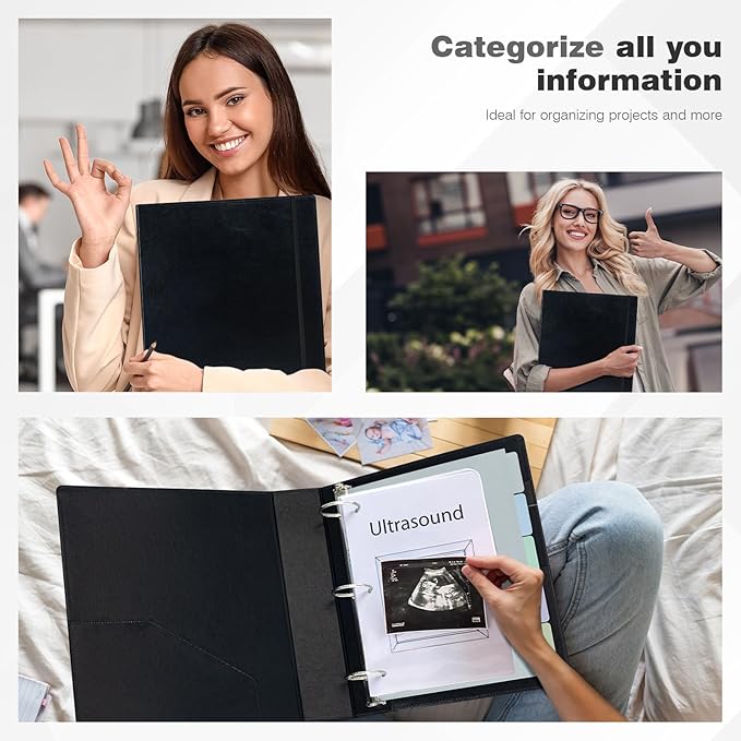 Ospelelf 3 Ring Binder with Clipboard 2 Inch Leather Binder - Image 7