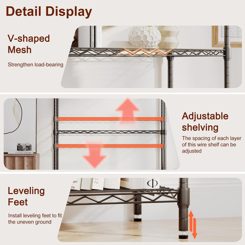 bestoffice | 4-tier wire shelf | 36" x showing dimensions