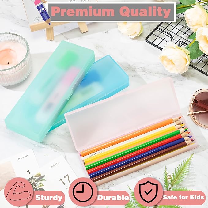 Fainne 24 Pcs Plastic Pencil Case Bulk Pencil Boxes Plastic Stationery Case - Image 6