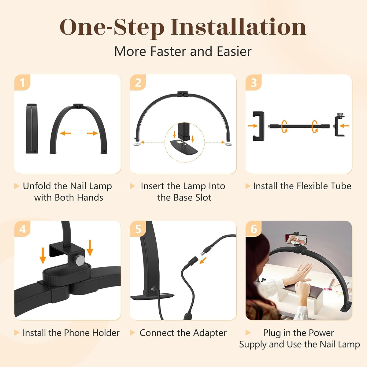 Yokilly Half Moon Light for Nail Desk: 29" Foldable Nail Light for Desk