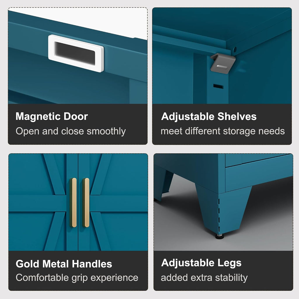 qinptwut 71" metal storage cabinet with doors and, side view