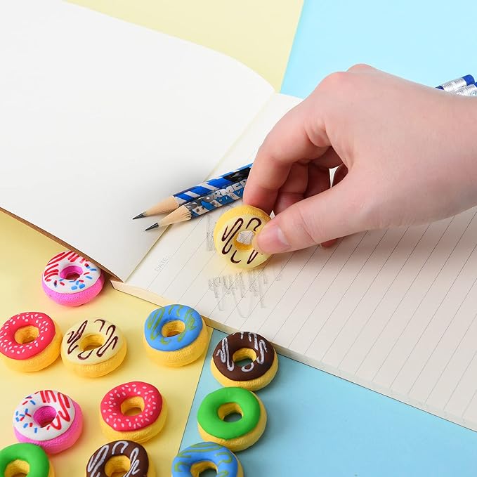 Donut Erasers for Kids, 24 Pieces 3D Cute Food Puzzle Mini Eraser, Cool Fun - Image 5