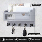 Nekon Mail and Key Holder for Wall Decorative, 11 Inch Wooden Wall Key Organizer - Image 3