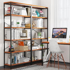 Himimi 6-Tier Bookshelf Set of 2, Tall Bookcase Industrial Wood Storage Rack - Image 3