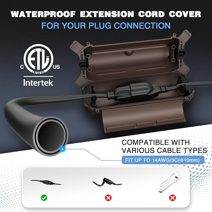 Flemoon Outdoor Extension Cord Waterproof Cover, Weatherproof Electrical - Image 2