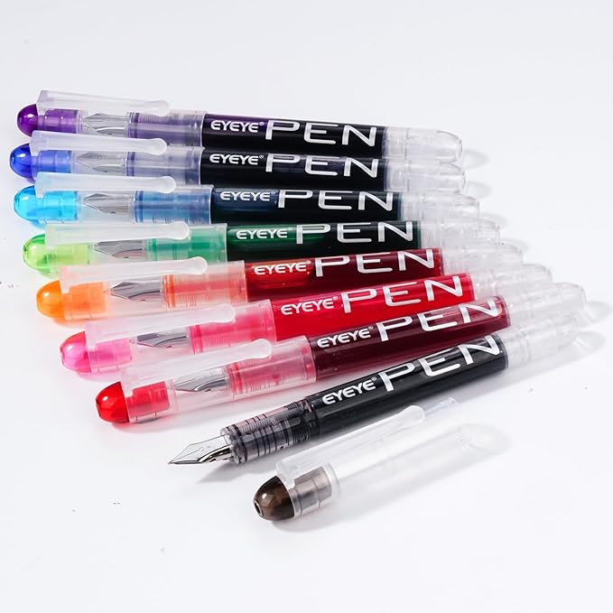 EYEYE Disposable Fountain Pens, 8 Pack Multicolor Fine Point Fountain Pens - Image 9