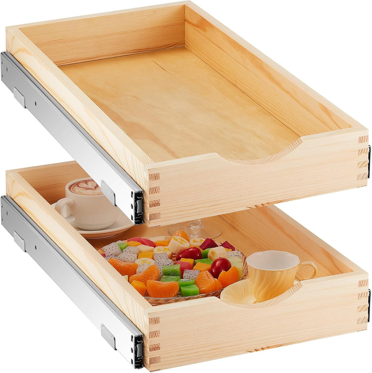 Menkxi 2 Set Wood Pull out Cabinet Organizer, Wood Color, 12'' X 21&#...