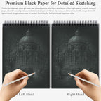 Fuxi Black Paper Sketchbook 8"×10", 60 Sheets Double-Sided Hard Cover, Spiral - Image 5