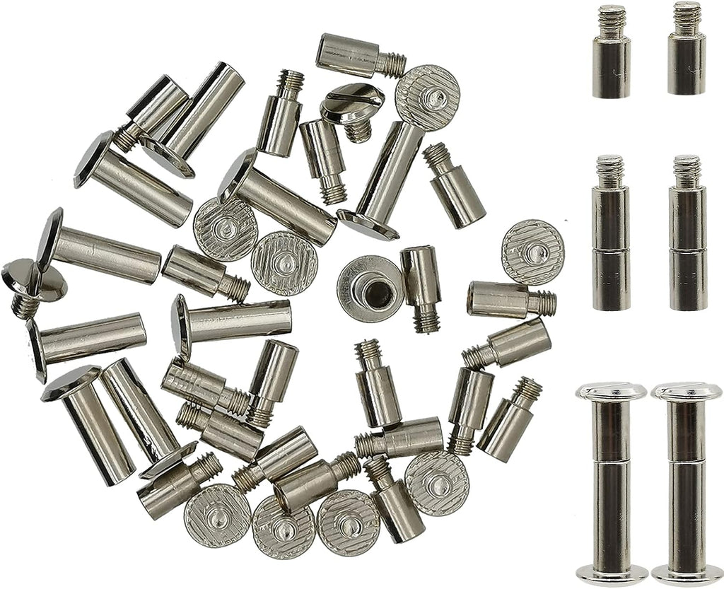 30 Pack Chicago Screws and Extention Posts for Binding Extending Scrapbook Photo Album Refill Pages Compatible with Pioneer Photo Albums (Silvery, Diameter 5mm)