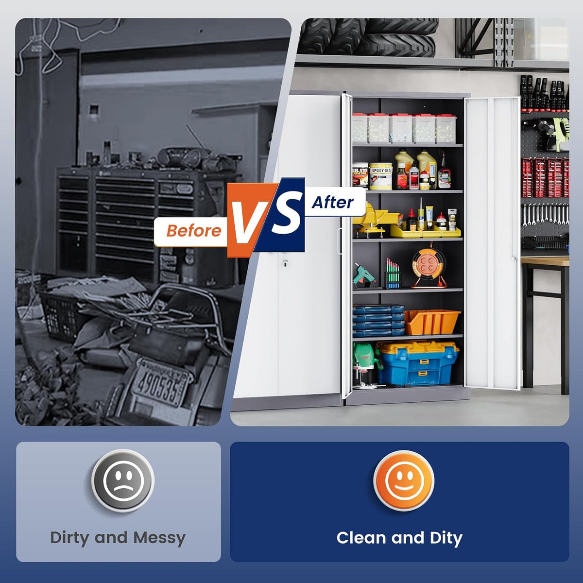 yizosh metal garage storage cabinet with 2 doors, view 9