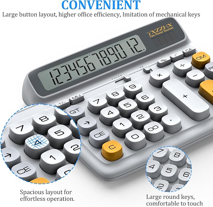 Desktop Calculator with Extra Large 5-Inch LCD Display, 12-Digit Two Way Power - Image 6