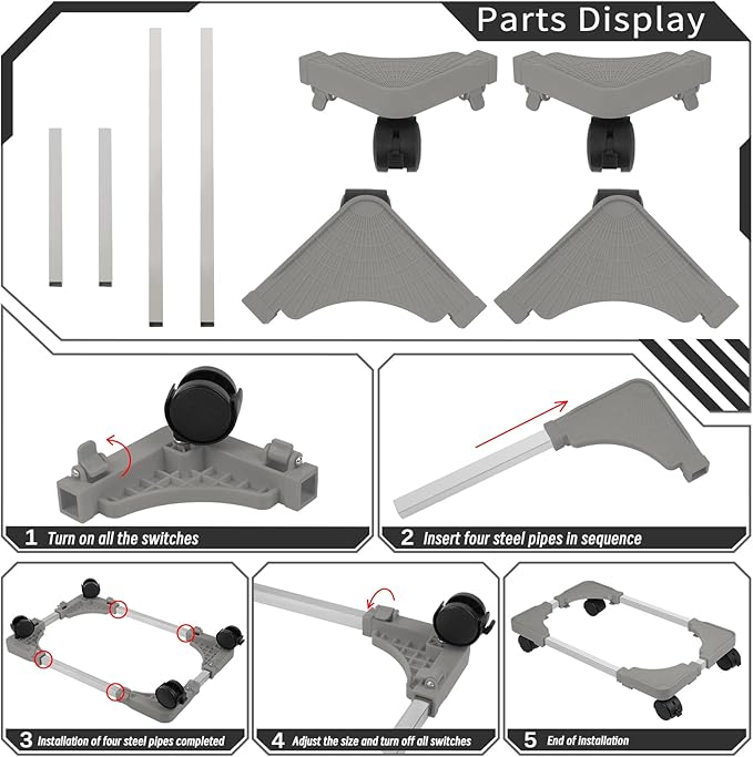 Liitrton Mobile CPU Stand with 4 Locking Casters, Ventilated PC Tower Stand - Image 7