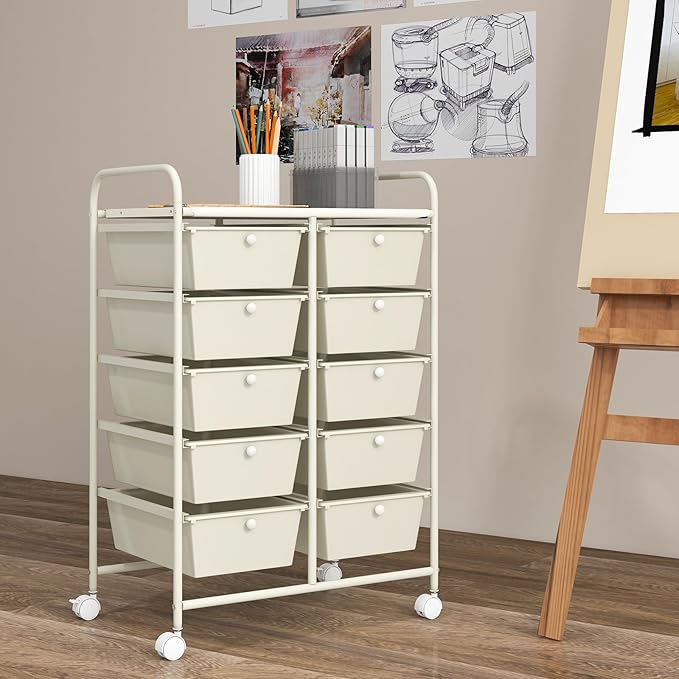 GOFLAME 10-Drawer Rolling Storage Cart, Art Craft Storage Organizer on Wheels - Image 2