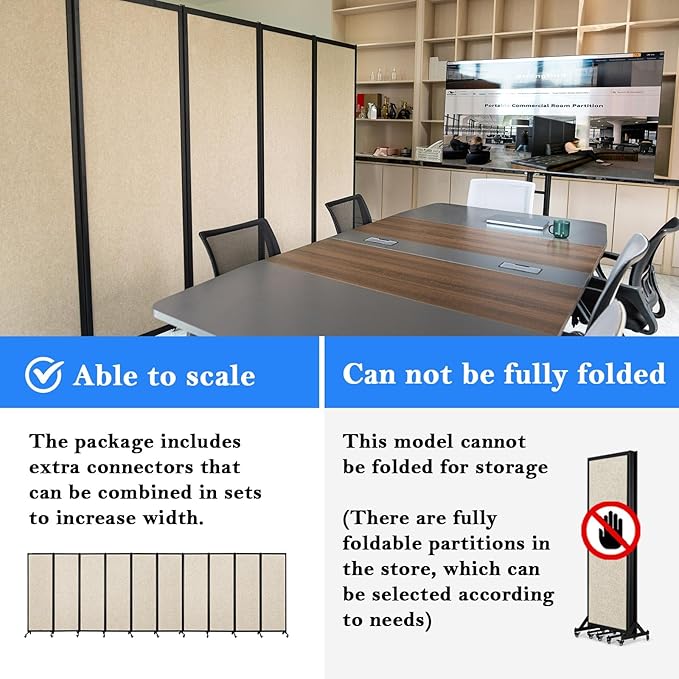 Upgrade Version Room Partition and Divider, Freestanding Rolling Dividers - Image 3