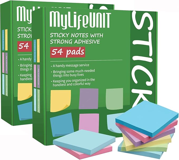 MyLifeUNIT Sticky Notes 3x3, Bulk Pack 108 Note Pads 10800 Sheets by MyLifeUNIT