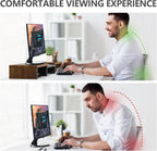 tavr dual monitor stand riser, wooden computer monitor showing dimensions