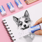 White Erasers, 6 Pack Block Pencil Erasers – Smudge-Free Latex-Free, Erasers - Image 4