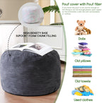 higogogo round stuffed pouf ottoman, corduroy poufs with, side view