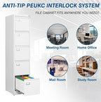 PEUKC 5-Drawer File Cabinet, 16.3" Deep Vertical Metal Filing Cabinet - Image 6