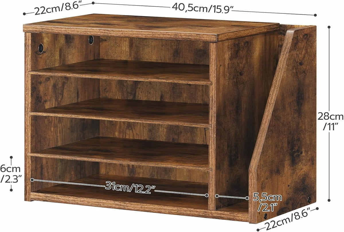 hoobro mail sorter, literature organizer with adjustable shelves, close-up detail