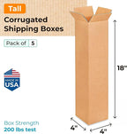 IDL Packaging Tall Corrugated Shipping Boxes 4"L x 4"W x 18"H - Image 2